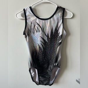 GK Elite: Black and White Feathered Leotard
